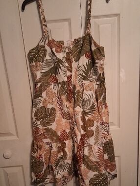 beach lunch lounge Cream Botanical & Leopard Button-Up Dress